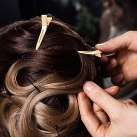 BetterJonny 100 Pieces 1.75 Inches Single Prong Hair Clips Gold Section Clips Metal Clips Hair Pins for Curls
