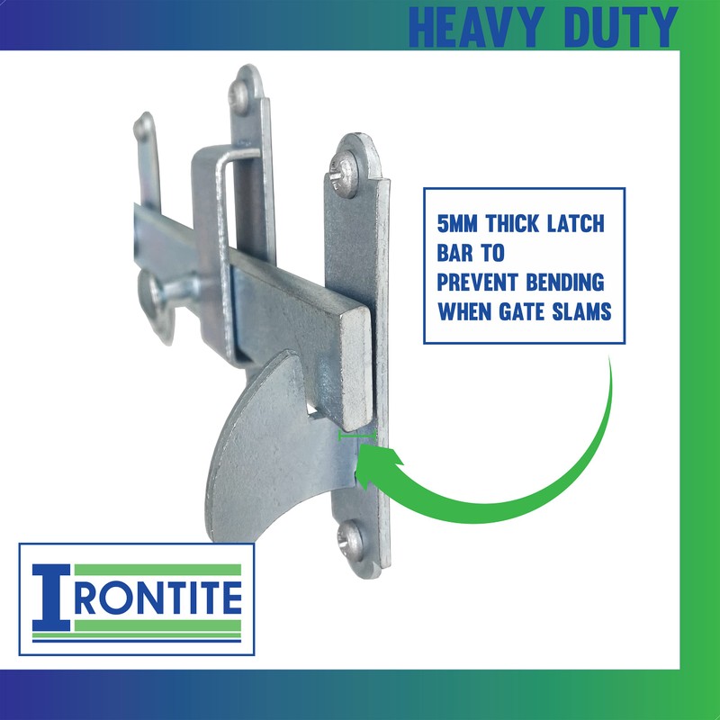 IRONTITE® Suffolk Latch BZP, Garden Gate Latch for Wooden Gates,