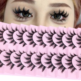 Manga Lashes Natural Look Cat Eye False Eyelashes Strips C Curl Anime Lashes Wet Look Japanese Style Short Manhua Lashes Strips Cosplay Eyelashes Asian Lashes 8-14MM 9 Pairs by Zegaine