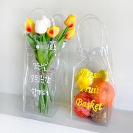 PVC transparent bag DIY chilling bag lettering graffiti gift packaging anniversary wine chilling bag picnic Bag 2-PVC transparent bag-large 4ea