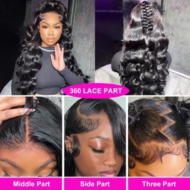 Ossilee 28 Inch Body Wave 360 Lace Front Wigs Human Hair Wigs for Black Women 180% Density 360 Full Lace Frontal Wigs Human Hair HD Lace Front Wigs Human Hair Pre Plucked Pre Bleached