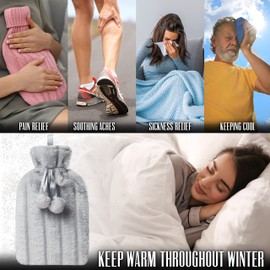 CityComfort Hot Water Bottle with Super Soft Luxury Plush Cover, 2 Litre Hot Water Bottle, British Design, Safe and Durable