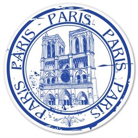 AK Wall Art Paris Notre Dame Travel Stamp Design Vinyl Sticker - Car Window Bumper Laptop - Select Size