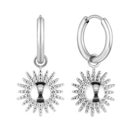 BONNYBIRD® BonnySun Sun Sun Earrings Made of Premium Stainless Steel - 100% Waterproof & Skin-friendly Hoop Earrings Women (14 mm), Stainless Steel