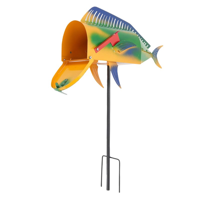 NOENNULL Largemouth Fish Mailbox Large Metal Mail Box Fish Shape