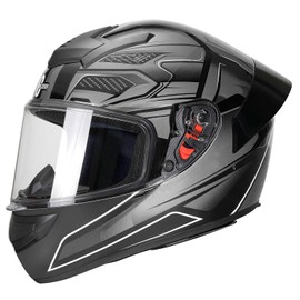 Full Face Motorcycle Helmet for Adults with DOT Approved, Grey Lightweight Aerodynamic Street Bike Helmet for Men and Women, Three Layers Protection