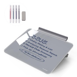 Small Desktop Glass Dry-Erase Whiteboard - 8 X 6 Inches Tabletop Easel Whiteboard with Stand, Desk Board Buddy for Artist, Teacher and Student