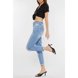 SALT TREE Kancan - Women's High Rise Mom Jeans - KC8579L-NV Lightblue