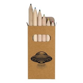 Azeeda 6 x 'Flying Saucer' Short 85mm Pencils/Coloured Pencil Set (PE00067310)