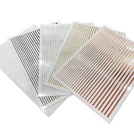 5 Flexible Stripes Sticker - Selbstklebende elastische Streifen in Gold, Silber, Weiss, Schwarz, Rose Gold