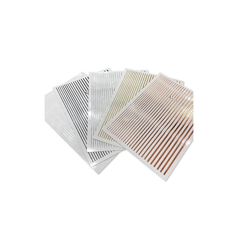 5 Flexible Stripes Sticker - Selbstklebende elastische Streifen in Gold,