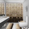 LQCOOL 4Pcs Brown Gradient Shower Curtain Set, Modern Geometric Shower