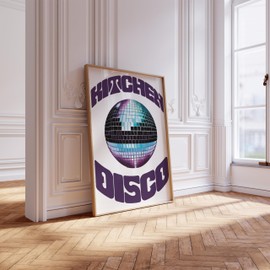 Kitchen Disco Print Poster Art A4 A3 A2 A1 Maxi Home Decor Fashion Classic Unframed Simple Word Art Discoball - 9084 (A4-210 x 297 mm)