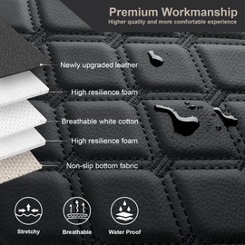 GIANT PANDA Custom Center Console Cover for Ford 2015-2023 F150 & 2017-2024 F250 F350 F450 with 40/20/40 Jump Seat, Waterproof Faux Leather Armrest Console Cover Cushion Protector-Black(Jump Seat)