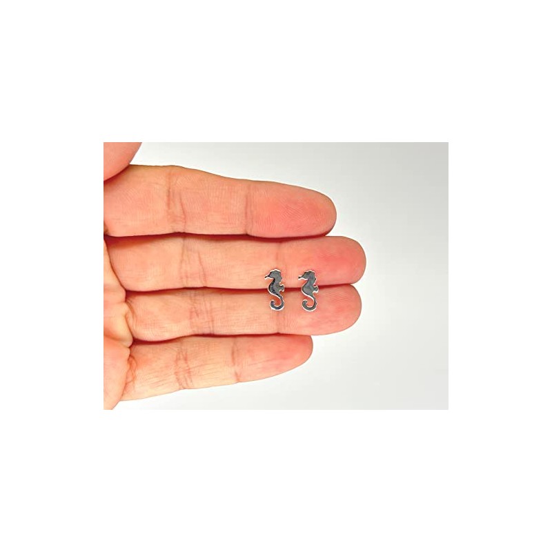 Plain Seahorse Earrings - 925 Sterling Silver