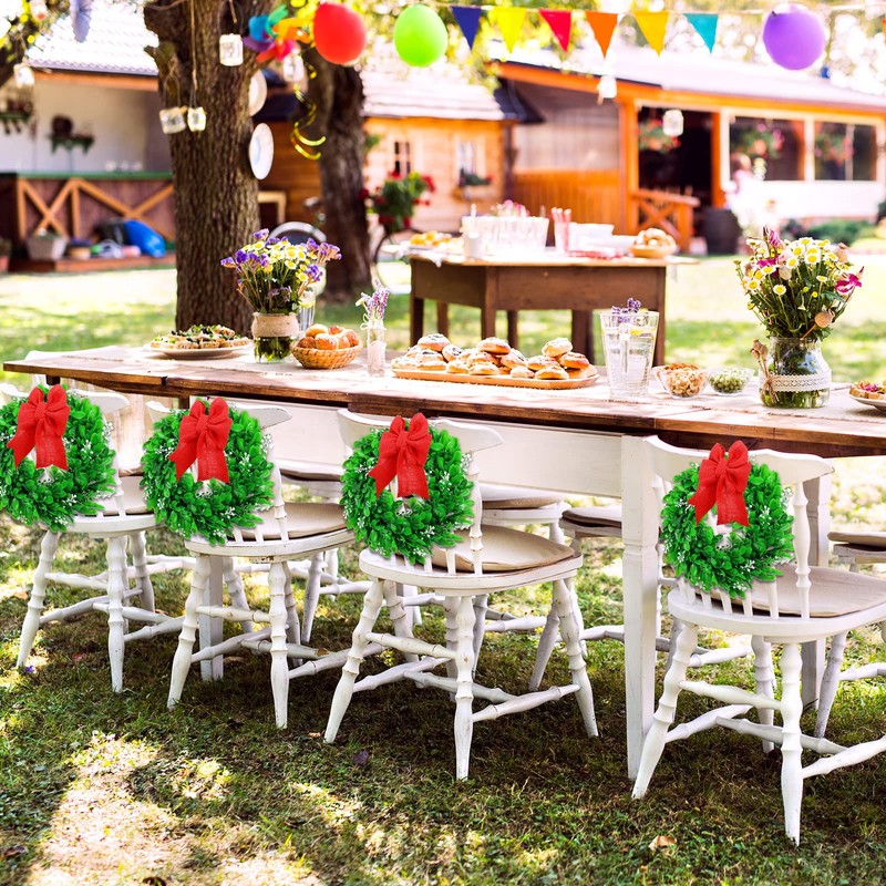 WILLBOND 2 Pcs Boxwood Wreath 11.8 Inch Artificial Christmas Wreath