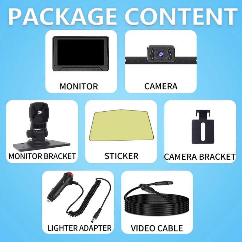 Yuanting 7'' Backup Camera and Monitor Kit System Back Parking