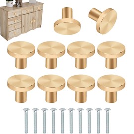 GegXcn 10 PCS Gold Drawer Knobs, Gold Cabinet Knobs, Drawer Handles, for Dresser, Wardrobe & Kitchen Decor, Modern Design Blends with Various Styles, Includes Mounting Screws (Round)
