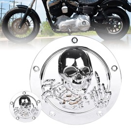 Goldfire 5 Hole Derby Timer Cover and Points Covers Fits for Harley 1999-2014 Big Twin Cam Touring Road King Electra Glide FLHR FLHX FXST Dyna (3D Skeleton Black)