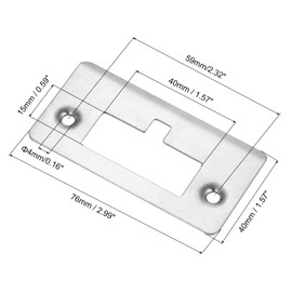 sourcing map Door Strike Plate, 76 mm x 40 mm, 201 Stainless Steel Latch Strike Plate for Door Frame, Silver