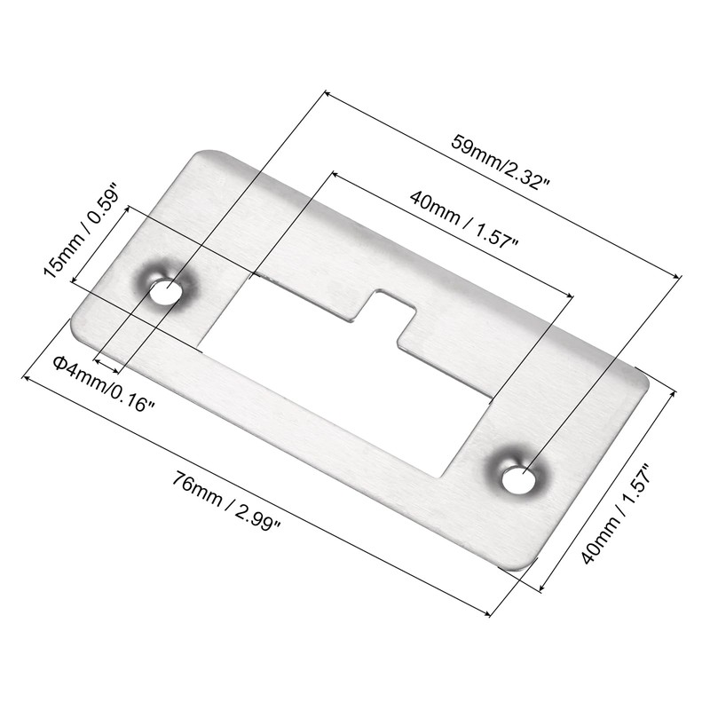 sourcing map Door Strike Plate, 76 mm x 40 mm,