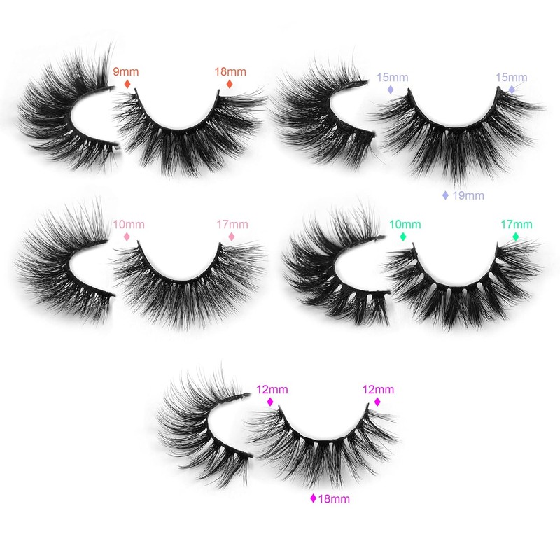 Pawotence False Eyelashes Wispy 18mm Natural 3D Mink Pack of
