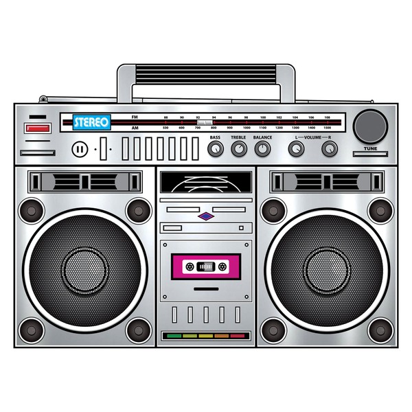 Beistle 80s Boom Box Stand-Up, Retro Metallic Cardboard Decoration, Perfect