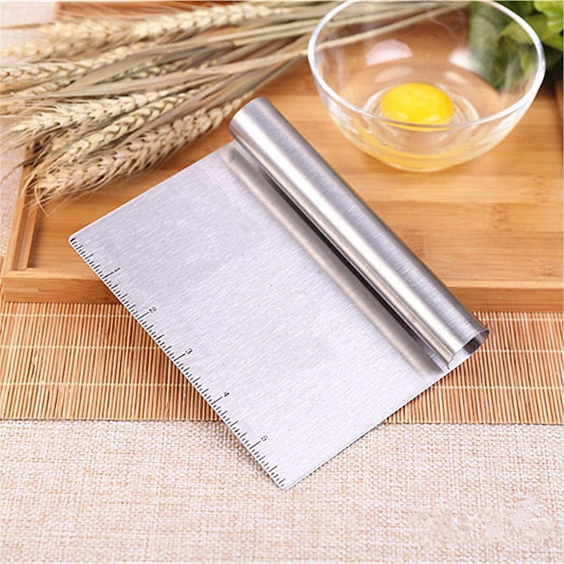 2 Pack Dough Scraper, Stainless Steel Bench Scraper for Baking,
