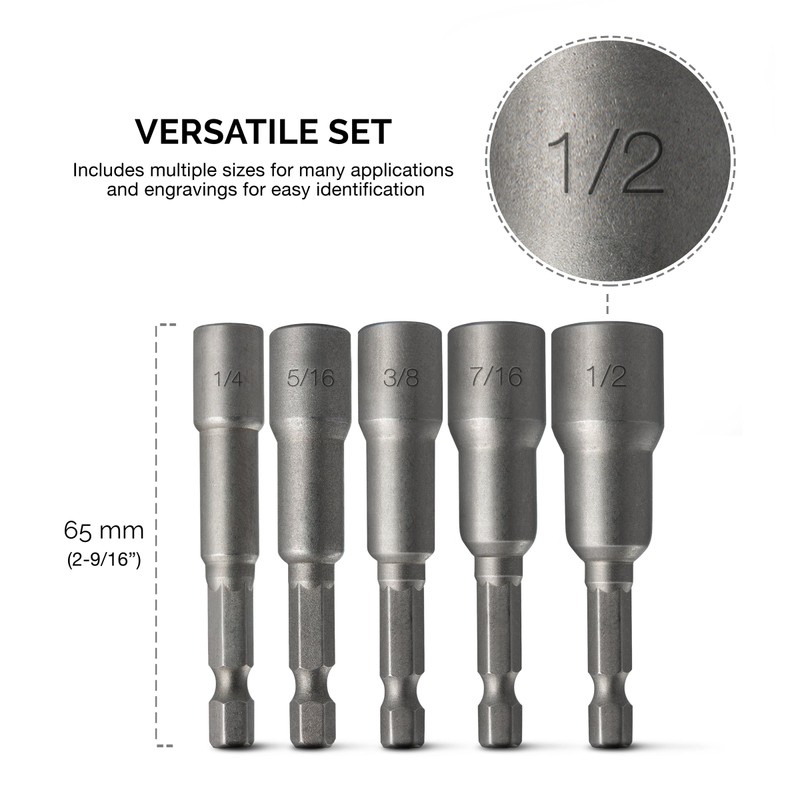 NEIKO 10066A 1/4” Hex Shank Magnetic Power Nut Driver Set