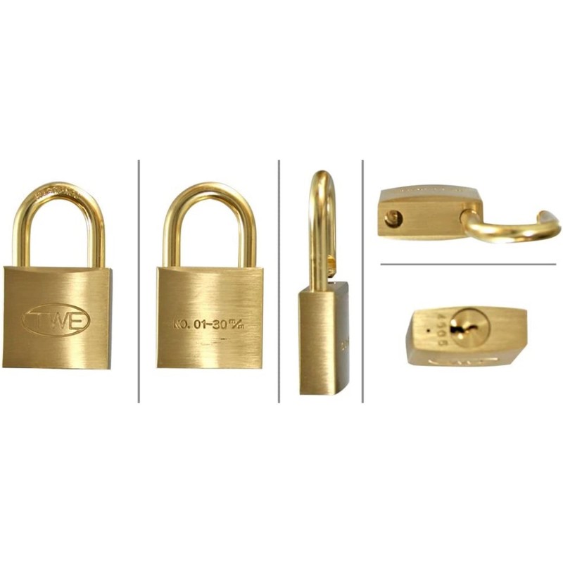 Wake Sangyo TWE VA-030 Keyed Cylinder Lock, Brass, 1.2 inches
