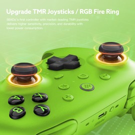 8Bitdo Ultimate 2 Kabelloser 2.4G Controller für PC&Android, TMR Joystick Update, Lange und Kurze Triggersperren, RGB-Feuerring, Kabellose 8Speed Technologie Gaming-Controller mit Ladestation, Grün