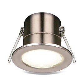 Luceco F-Eco GU10 Standard Fixed Dimmable Downlight, 5 Watts, 3000K Colour Temperature, Brushed Steel Alloy Steel