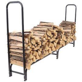 Sunnydaze 8‑Foot Firewood Rack - Outdoor Wood Storage - Black Heavy‑Duty Log Holder Wood Rack for Firewood - 1500-lb Capacity