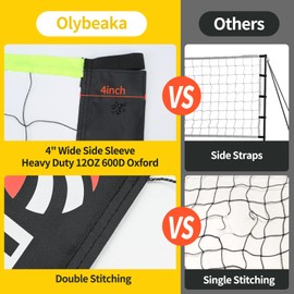 32ft Regulation Size Portable Outdoor Volleyball Net Set System for Backyard Beach with Height Adjustable Poles, PU Volleyball and Pump, Carry Bag, Boundary Line - Easy Set Up & Anti-Sagging