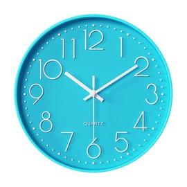 Taodyans Modern Kinder Wanduhr Ohne Tickgeräusche, Küche Wand Uhr 30cm Quarz Batteriebetrieben Hängende Uhr für Büro Klassenzimmer Wohnzimmer Schlafzimmer (Seeblau)