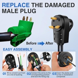 Nilight 30 Amp RV Male and Female Plug Set TT-30P TT-30R Receptable 125 Volt Heavy Duty Electrical Camper ETL Listed for Caravan Motorhome Van Trailer