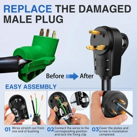 Nilight 30 Amp RV Male and Female Plug Set TT-30P TT-30R Receptable 125 Volt Heavy Duty Electrical Camper ETL Listed for Caravan Motorhome Van Trailer