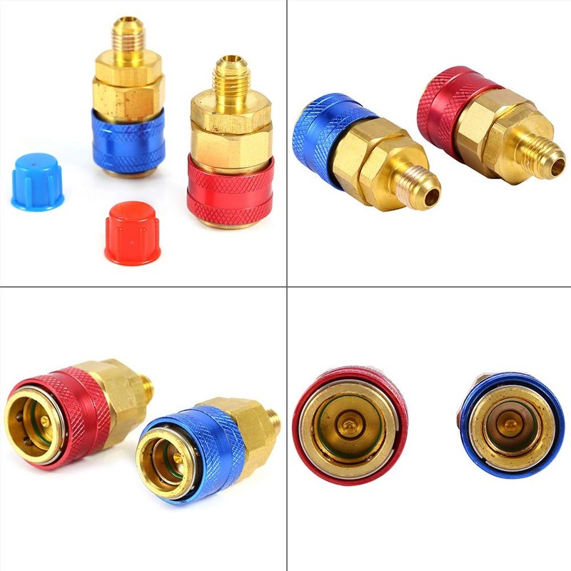 R134a Auto Car Quick Coupler Connector Brass Adapters, Air Conditioner