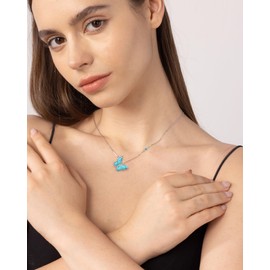 925-Sterling-Silver Turquoise Butterfly Necklaces for Women - Vintage Oxidized Butterfly for Friends Pendants, Exquisite Necklace to Gift Her for Christmas, Thanksgiving, and Birthdays for Her (Turquoise-Butterfly-2)