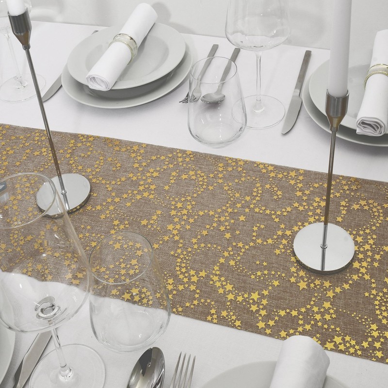 MODERNO Table Runner Table Decoration with Stars in Gold (28