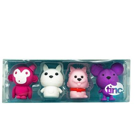 Tinc Scented Animal Eraser Collection Pack for Kids | for Use at School & Homework - Easy Error Correction - Pencil Erasers - Colourful Gift Style Packaging | 4 Novelty Animal Shaped Scented Erasers