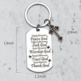 Sudaporn Christian Keychain Accessories for Women Men: Bible Verse Cross Keychain Gifts for Dad Mom Friends, Religious Gifts for Women Men Faith Catholic, Silver Metallic Color, Unisex-Adults