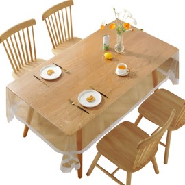 rismart Transparent Tablecloth Table Protector PVC Waterproof Oil Resistant Splashproof Table Film 150 x 150 cm