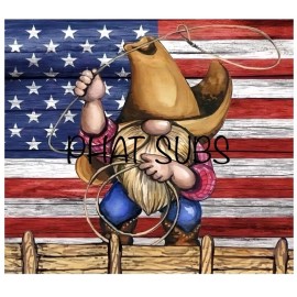 Unbranded 20oz Sublimation Tumbler Wrap American Flag Gnome Ready To Press Heat Transfer