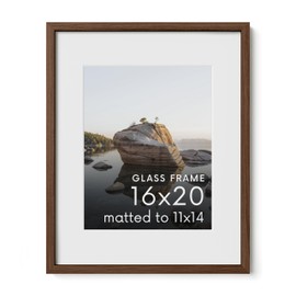 HAUS AND HUES 16x20 Picture Frame with Real Glass & Walnut American Oak Matted to 11x14 - Oak 16x20 Wood Frame - Includes Vertical & Horizontal Hang - Ideal for Home, Room, Office (16x20 in, Walnut)