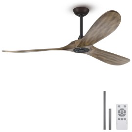 60" Grey Outdoor Ceiling Fan Without Light, 2 Downrods, Reversible DC Motor Ceiling Fan With Remote Control Quiet Energy Savingvoltage (v): 110-240, plug type: N/A, color: 60'' Black