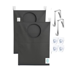 VERADOME Hanging Laundry Hamper Bag – Space-Saving Dirty Clothes Storage with Free Adjustable Stainless Steel Over-the-Door Hooks & Suction Cup Hooks – Ideal for bathrooms, bedrooms & dorms (2, Gray)