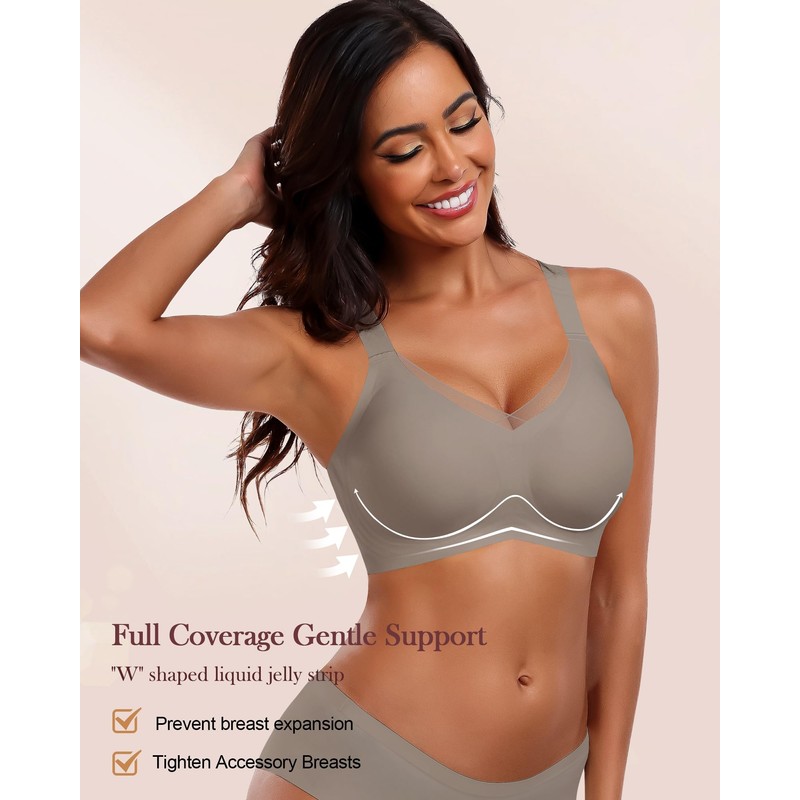 HORISUN Wireless Push Up Bras Comfortable Seamless Supportive Bras Full