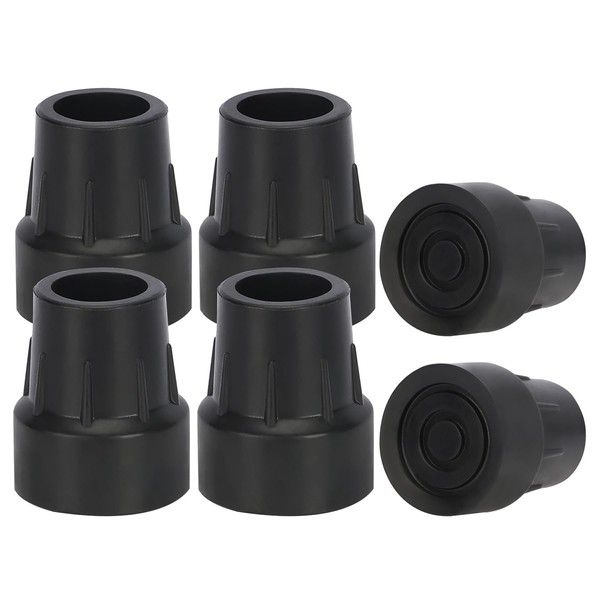 supregear 6pcs Crutch Tips, 25 mm Heavy Duty Rubber Replacement Tips for Crutches, Canes, Walking Sticks, Walkers, Commodes, Shower Chairs and Bath Benches, Universal Non Slip Cane Tips, Black