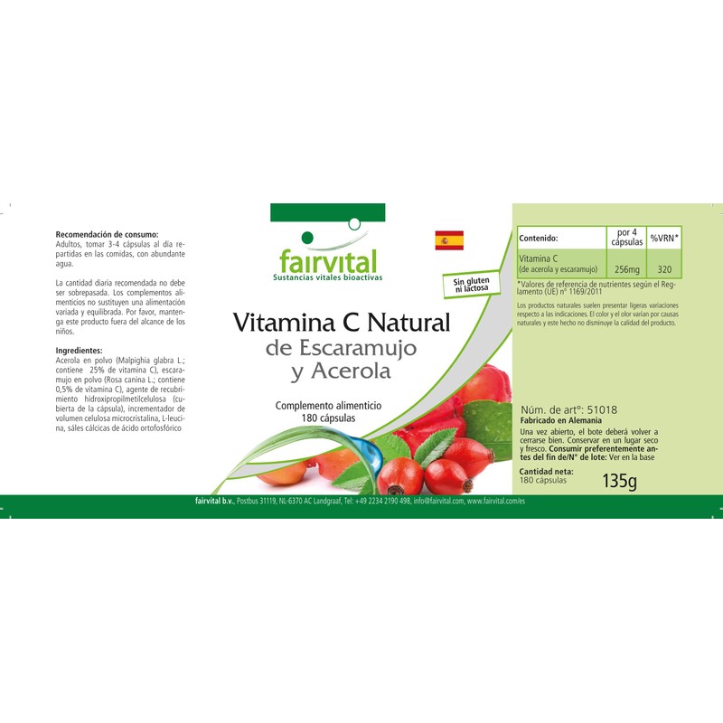 Fairvital Acerola Capsules with Rose Hips - Natural Vitamin C